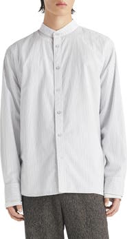 rag & bone Landon Oversize Pinstripe Band Collar Button-Up Shirt