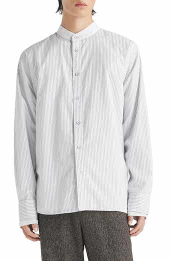rag & bone Landon Oversize Pinstripe Band Collar Button-Up Shirt