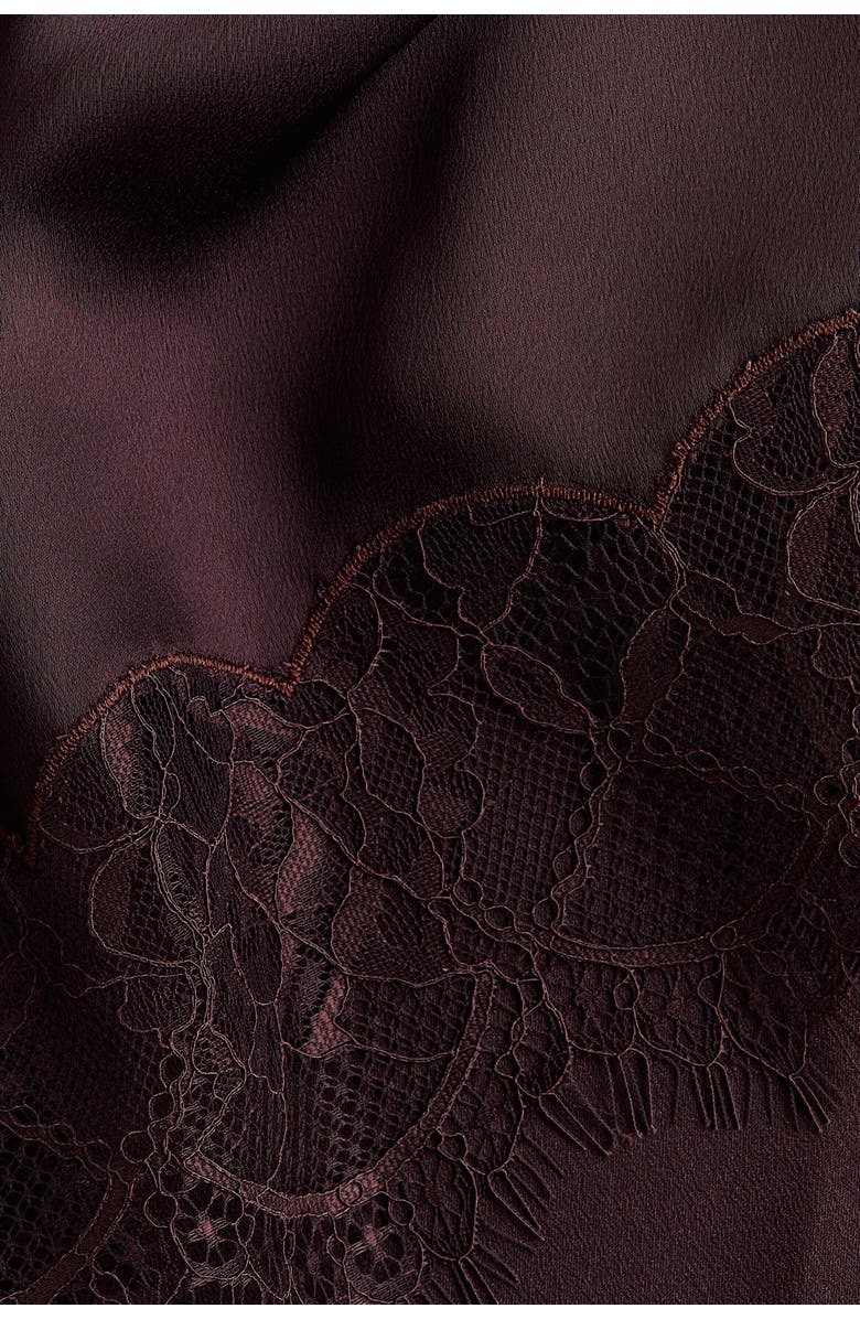 H&M Mama Lace-trimmed Satin Skirt, Alternate, color, Dark Brown