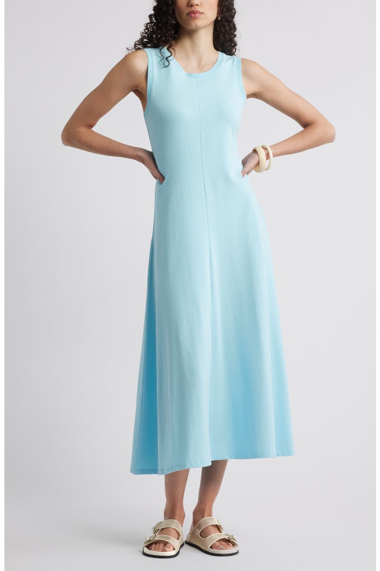 Sleeveless Cotton Blend Dress, Main, color, BLUE ATOMIZER