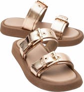Forever & Always Shoes Finezza Leather Two-Strap Sandal