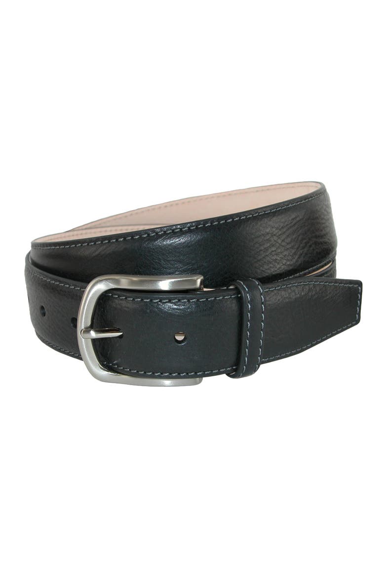Men's Brescia Boxcalf Casual Belt with Contrast Stitch, Main, color, Black