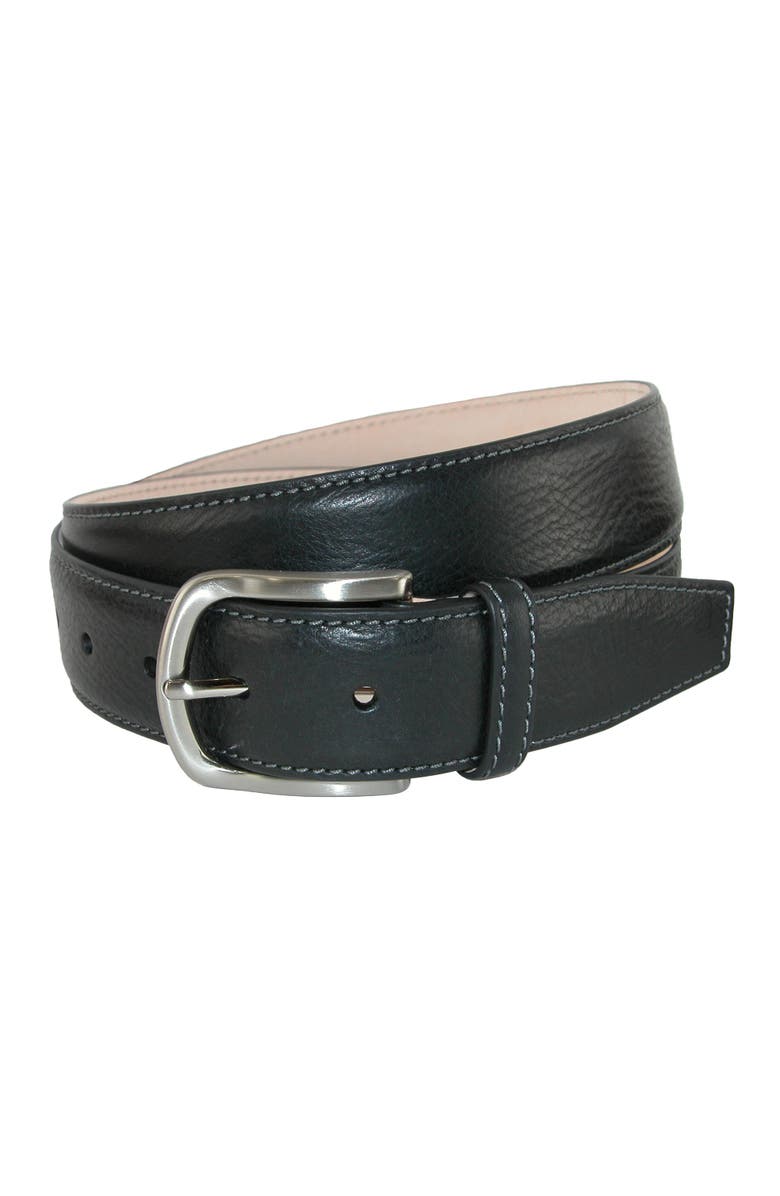 CrookhornDavis Men's Brescia Boxcalf Casual Belt with Contrast Stitch, Main, color, Black
