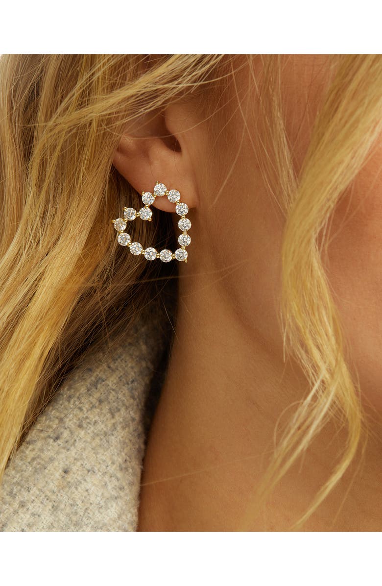 Melinda Maria Baby She's an Icon Heart Drop Earrings, Alternate, color, Gold-White