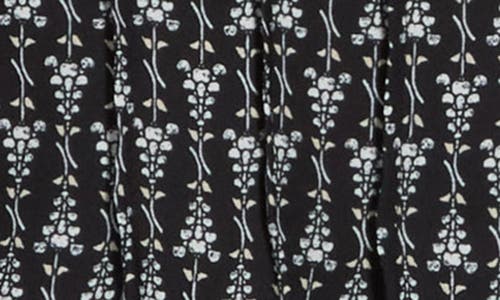 Max Studio Split Neck Long Sleeve Top In Black Cotton Floral