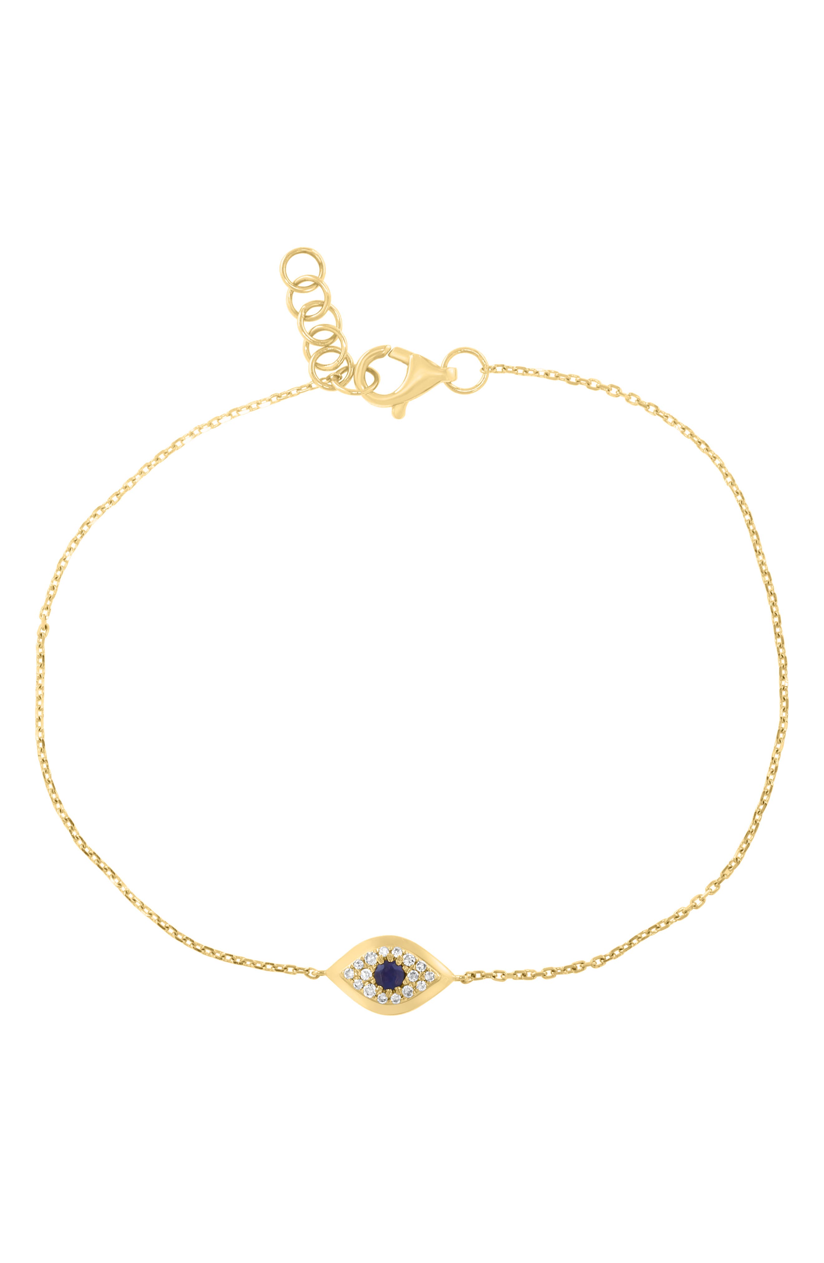 EFFY 14K Gold Plated Sterling Silver Diamond & Sapphire Evil Eye Bracelet