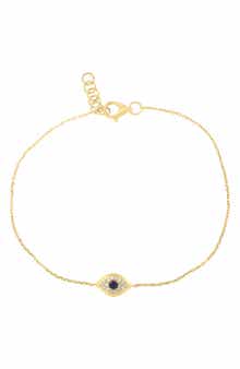 EFFY 14K Gold Plated Sterling Silver Diamond & Sapphire Evil Eye Bracelet