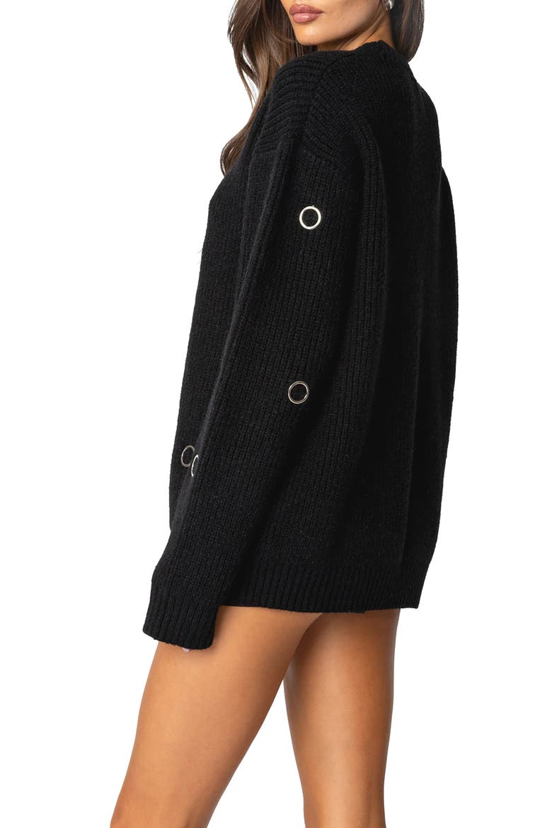 Ellia Grommet Oversize Sweater, Alternate, color, BLACK