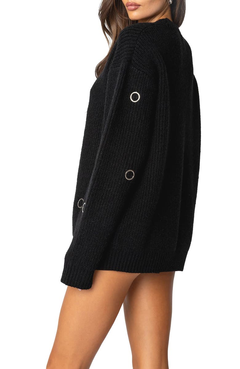 EDIKTED Ellia Grommet Oversize Sweater, Alternate, color, Black