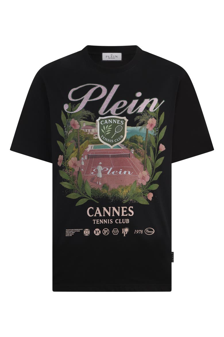 Round Neck T-Shirt Cannes Tennis Club Men, Main, color, black