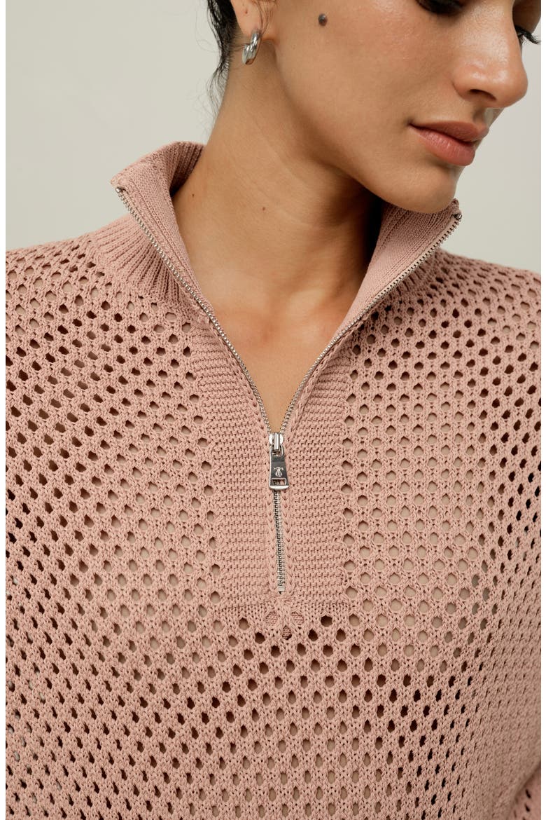 Women's Toscana Pointelle Knit Half-Zip Sweater, Alternate, color, Warm Taupe