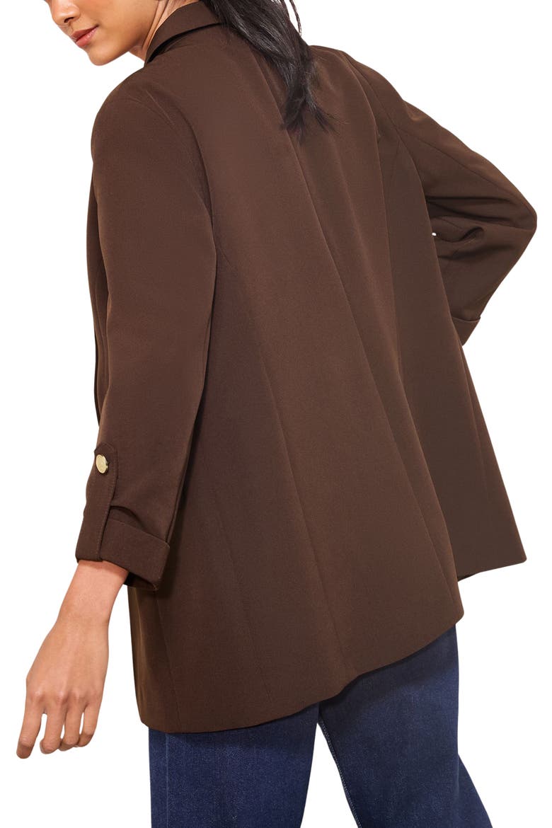 Roll Sleeve Blazer, Alternate, color, BROWN