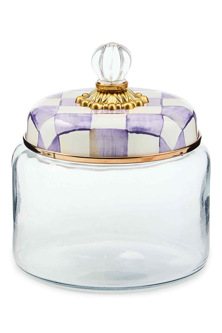 Violet Check Small Kitchen Canister, Main, color, VIOLET