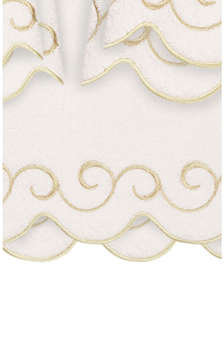 Simplicity Scallop 6-Piece Turkish Cotton Towel Set, Alternate, color, WHITE/ BEIGE