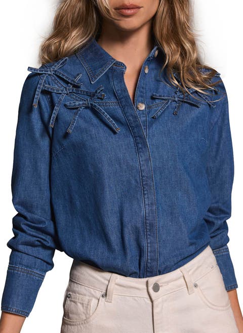 Bow Detail Denim Shirt