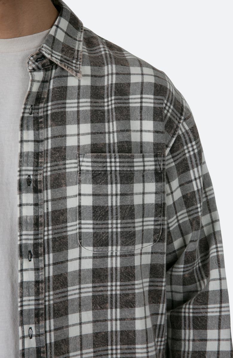 mnml Washed Plaid Button-Up Shirt, Alternate, color, Black/ Natural