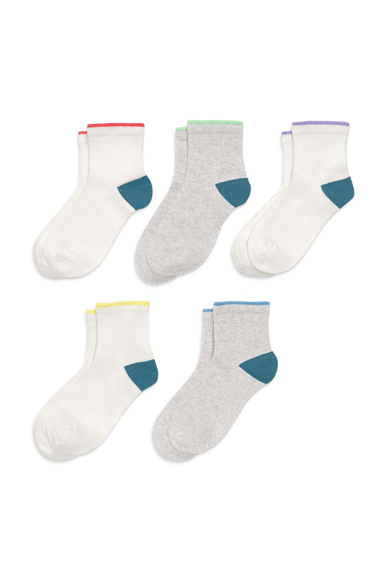 Kids Rainbow Quarter Sock 5-Pack, Alternate, color, Primary Rainbow Mix