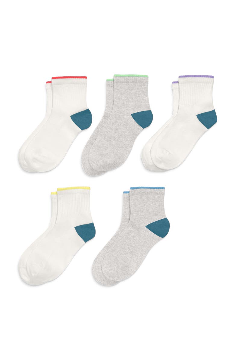 Primary Kids Rainbow Quarter Sock 5-Pack, Alternate, color, Primary Rainbow Mix