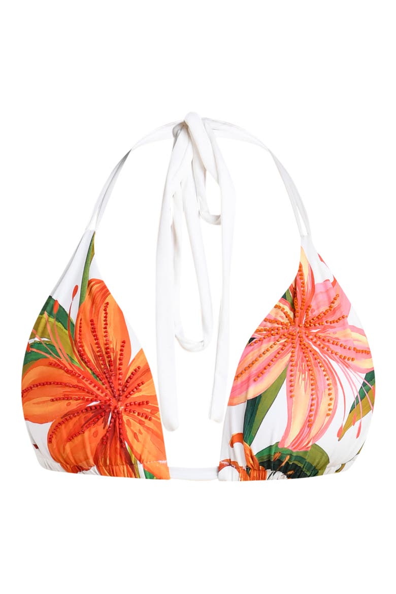 Jungle Blossoms Halter Bikini Top, Alternate, color, IVORY MULTI