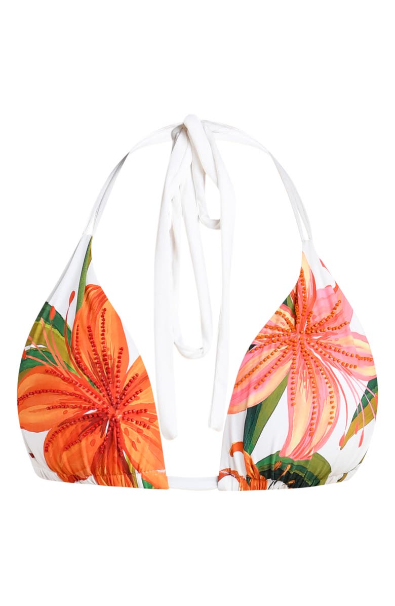 La Blanca Jungle Blossoms Halter Bikini Top, Alternate, color, Ivory Multi