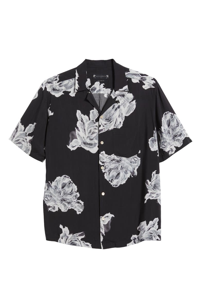 AllSaints Gallica Short Sleeve Camp Shirt, Alternate, color, 