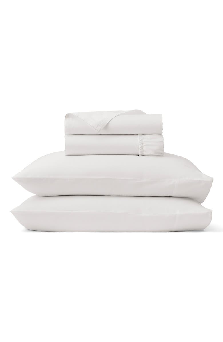 Boll & Branch Signature Piped Edge Sheet Set, Main, color, White/ White