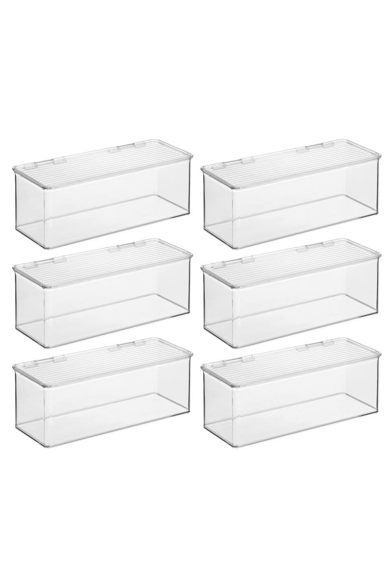 Stackable Hinged-Lid Storage Box - Set of 6 - Clear, Main, color, Clear