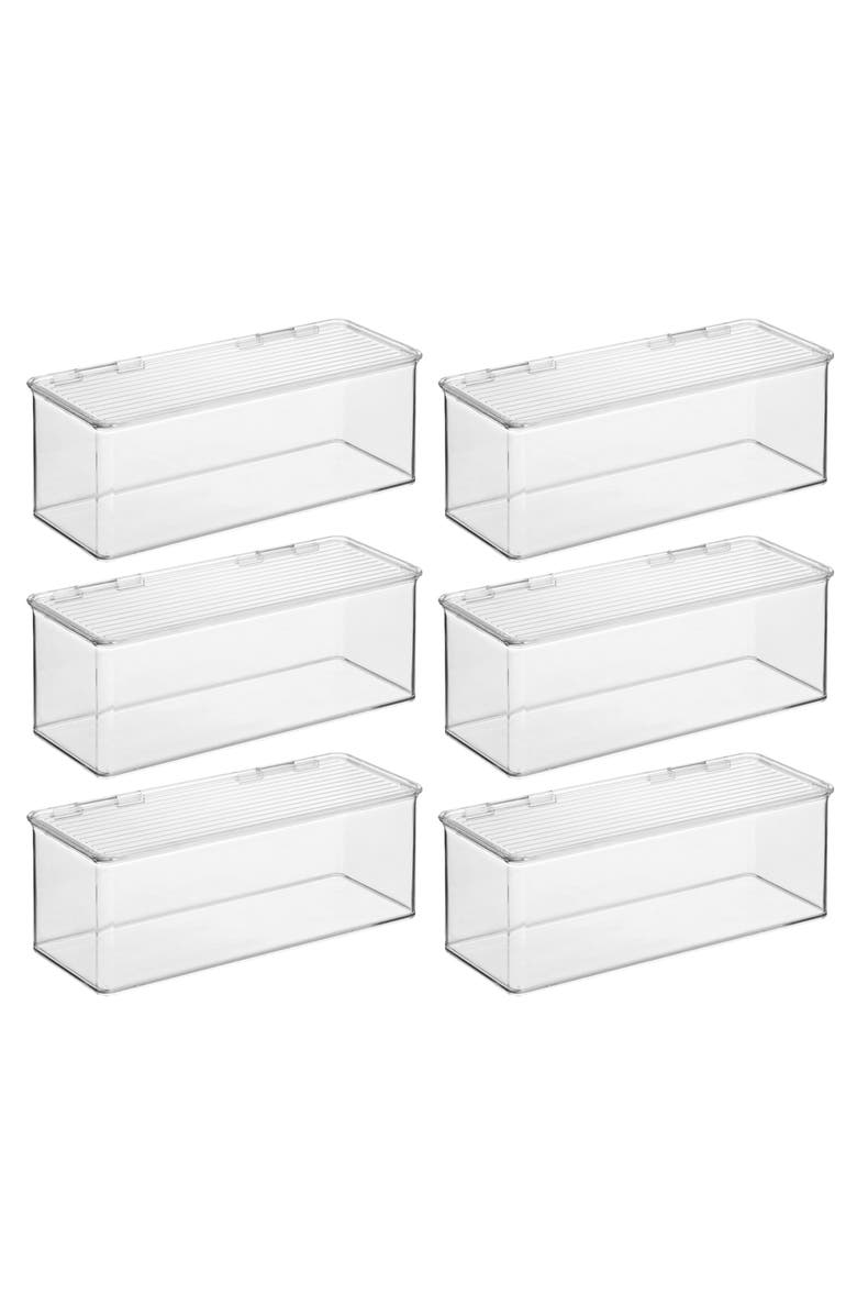 iDesign Stackable Hinged-Lid Storage Box - Set of 6 - Clear, Main, color, Clear