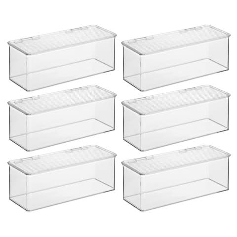 Stackable Hinged-Lid Storage Box - Set of 6 - Clear