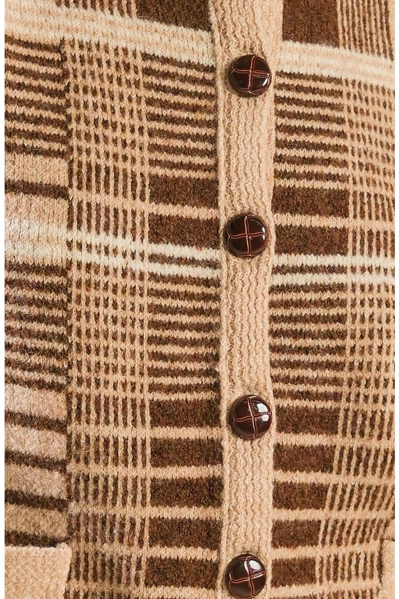 Button Front Cardigan, Alternate, color, TAUPE/ BROWN