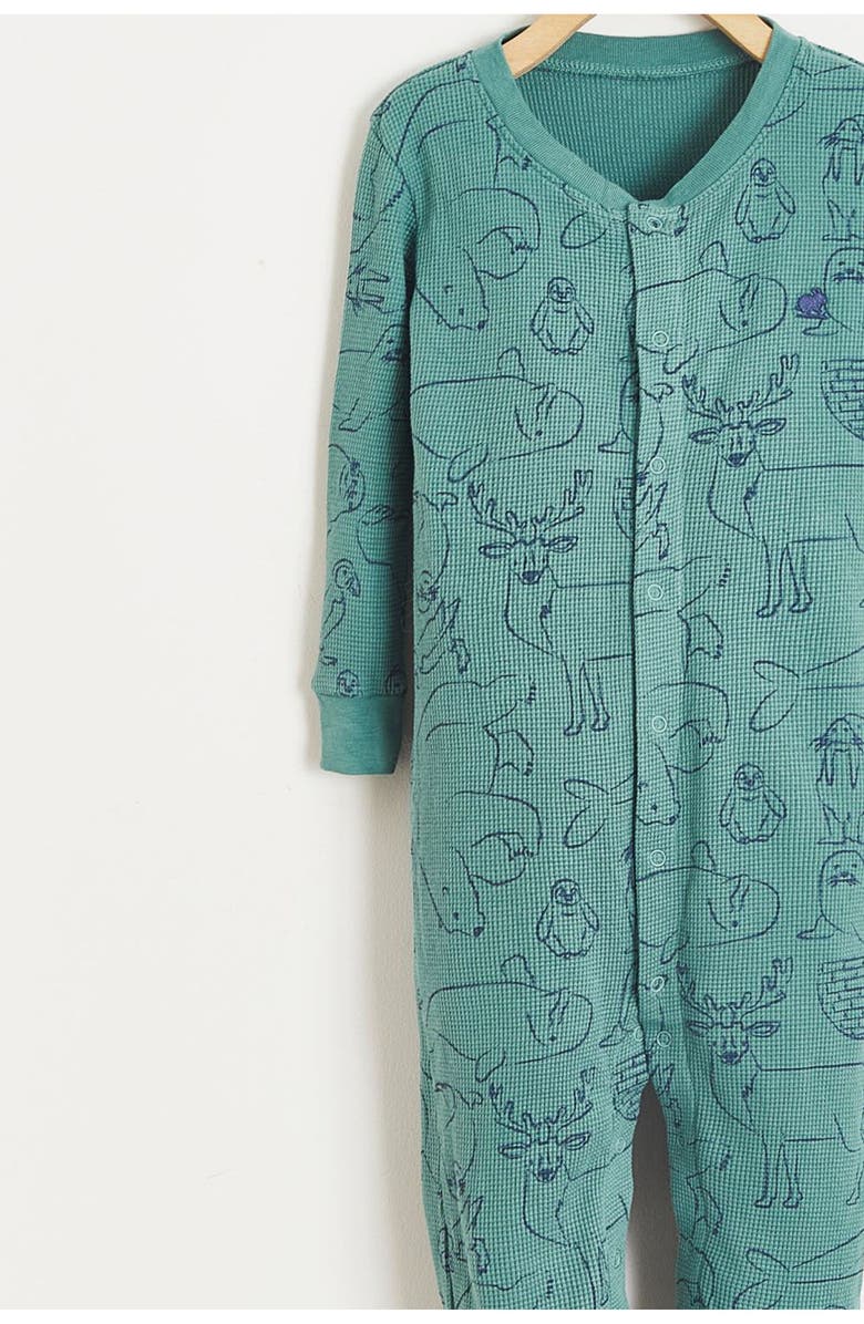 Babycottons Premium Cotton Camou Waffle Snug Footie Pajamas For Infant, Alternate, color, Green