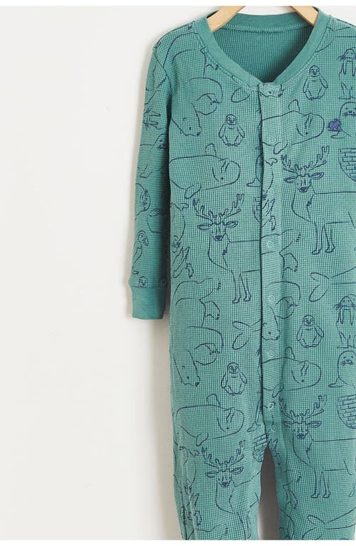 Babycottons Camou Waffle Snug Footie Pajamas In Green