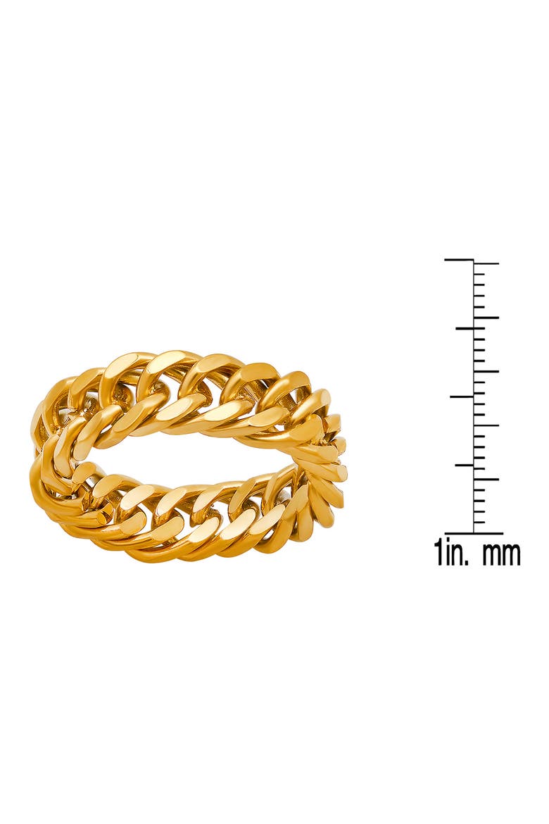 Men's 18K Gold Plated Stainless Steel Curb Chain Band Ring, Alternate, color, GOLD