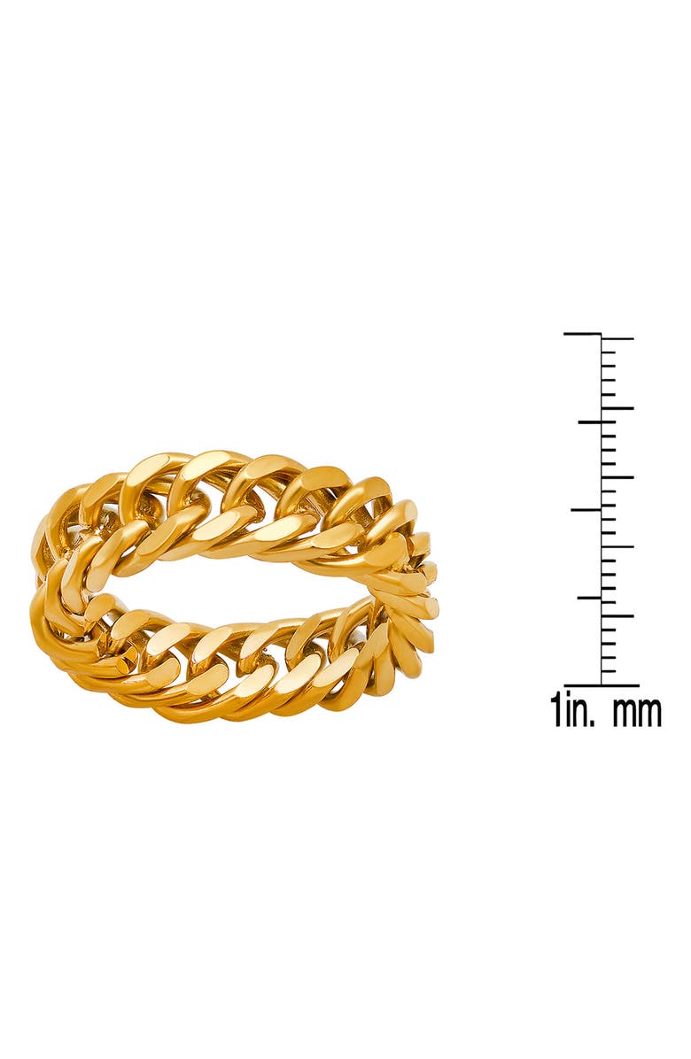 HMY JEWELRY Men's 18K Gold Plated Stainless Steel Curb Chain Band Ring, Alternate, color,