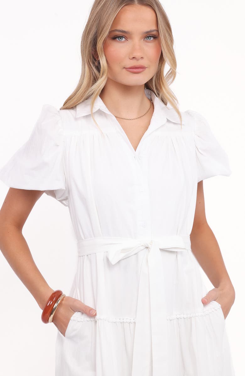 Petal & Pup Louella Tie Waist Tiered Maxi Dress, Alternate, color, White