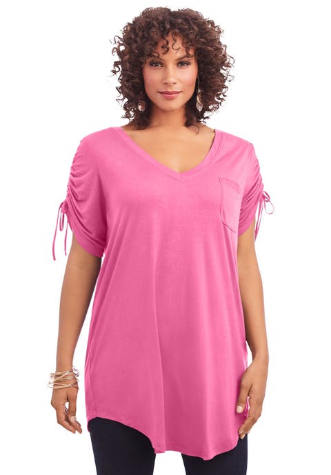 Ruched Sleeve Ultra Femme Tunic (Plus)