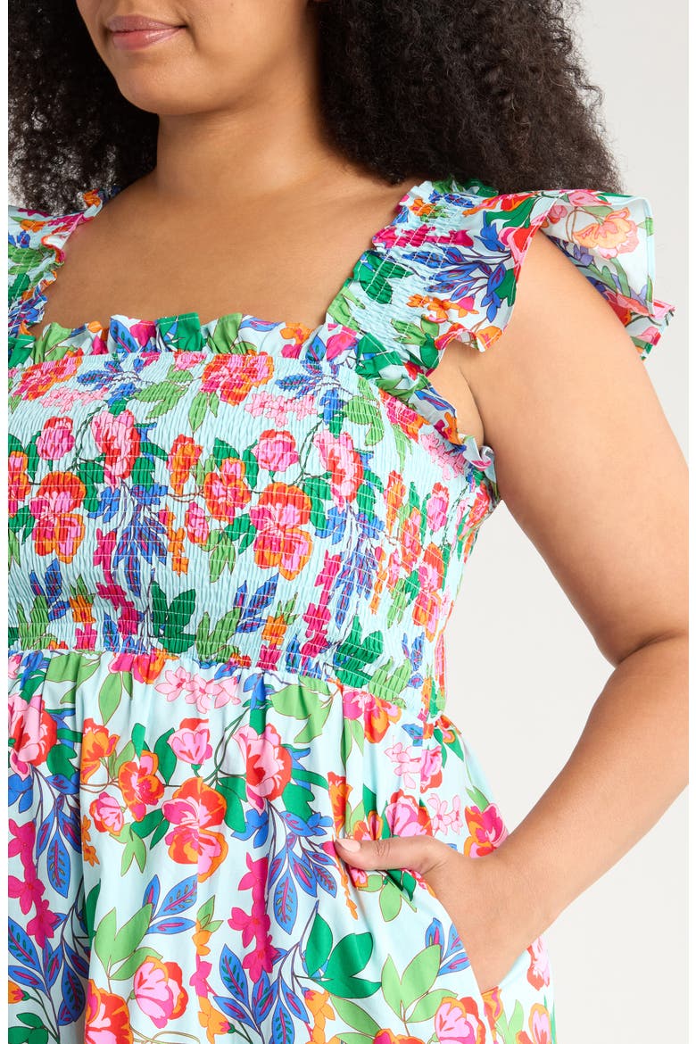Orlena Floral Cotton Sundress, Alternate, color, BLUE/ GREEN