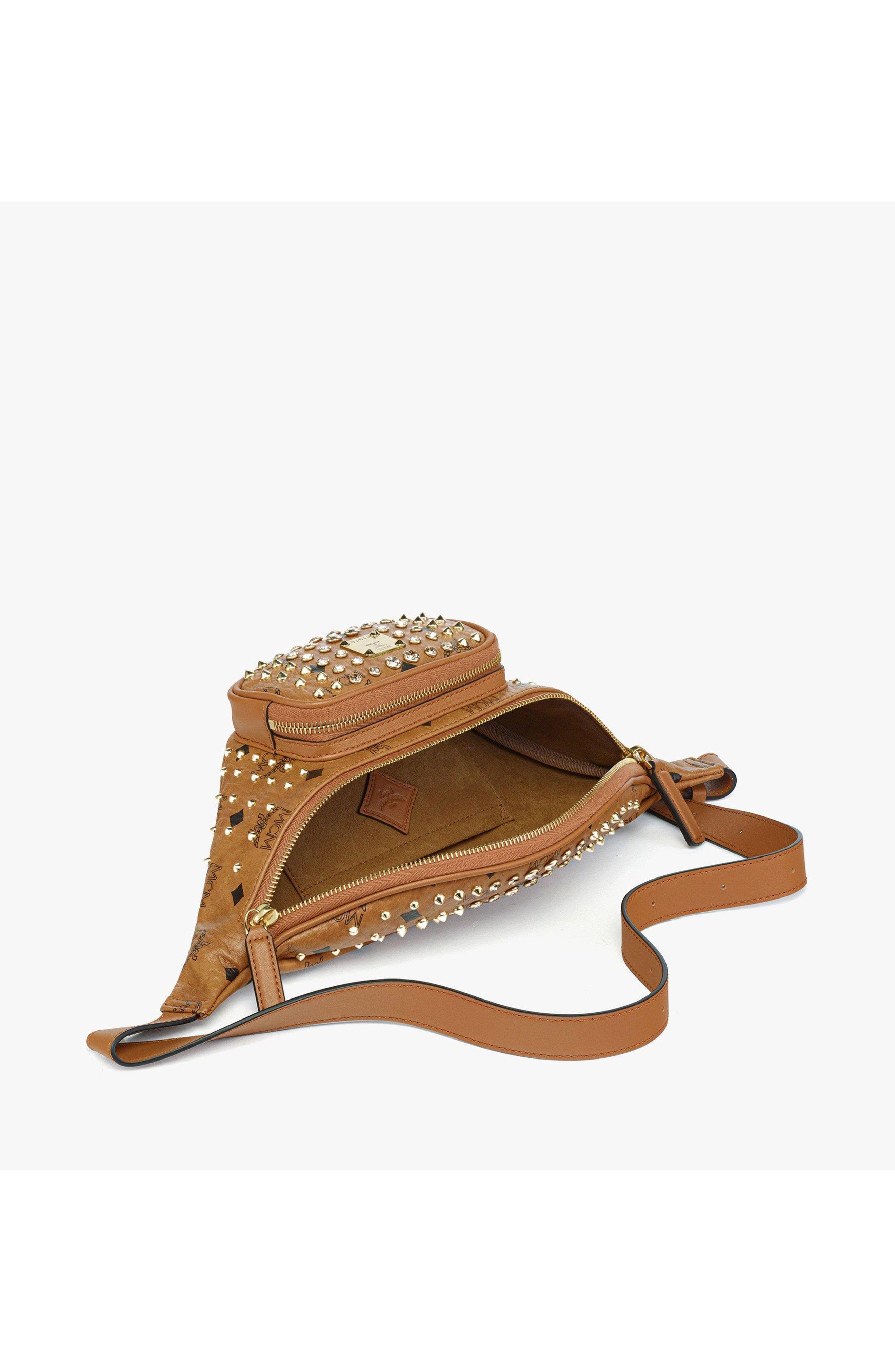Medium Fursten Belt Bag in Gold Crystal Visetos, Alternate, color, Cognac