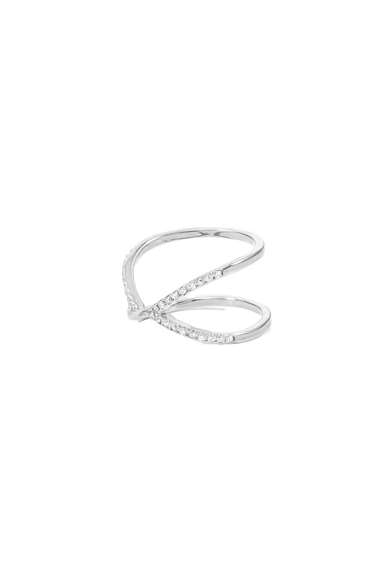 14k Gold Plated Claire Ring Dainty Sparkle Minimalist Trendy, Alternate, color, Silver