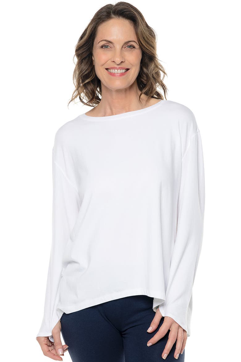 Women's West Palm Drape Long Sleeve T-Shirt, UPF 50+ Sun Protection, Alternate, color, White