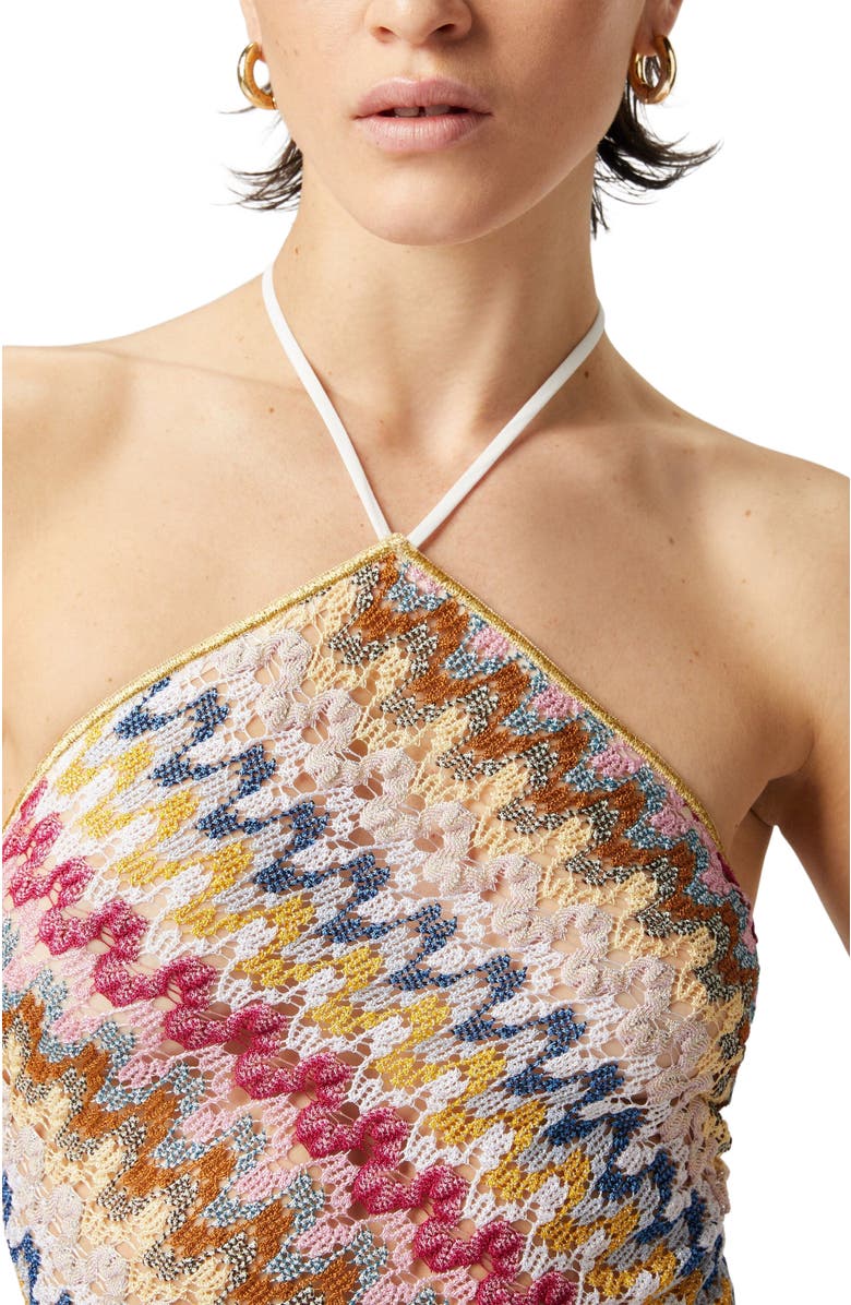 Missoni Lamé Viscose Lace Top With Halter Neckline, Alternate, color, Multicoloured