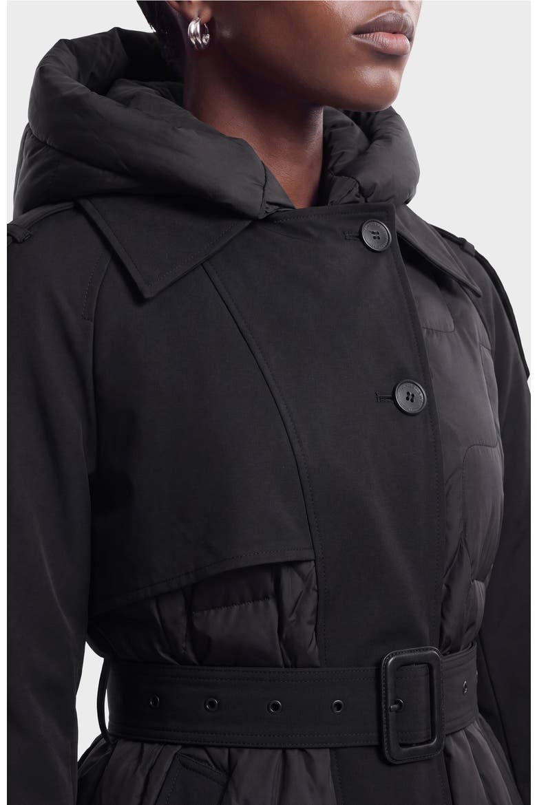 Elvie Quilted Down Trench, Alternate, color, Black