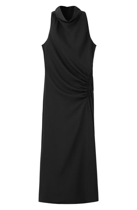 Ruched Drape Sleeveless Maxi Dress