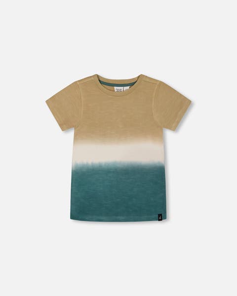 Baby Boy's Short Sleeve Tee Gradient Beige And Teal