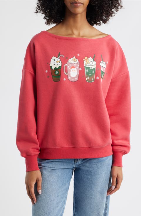Holiday Drinks Boat Neck Sweatshirt