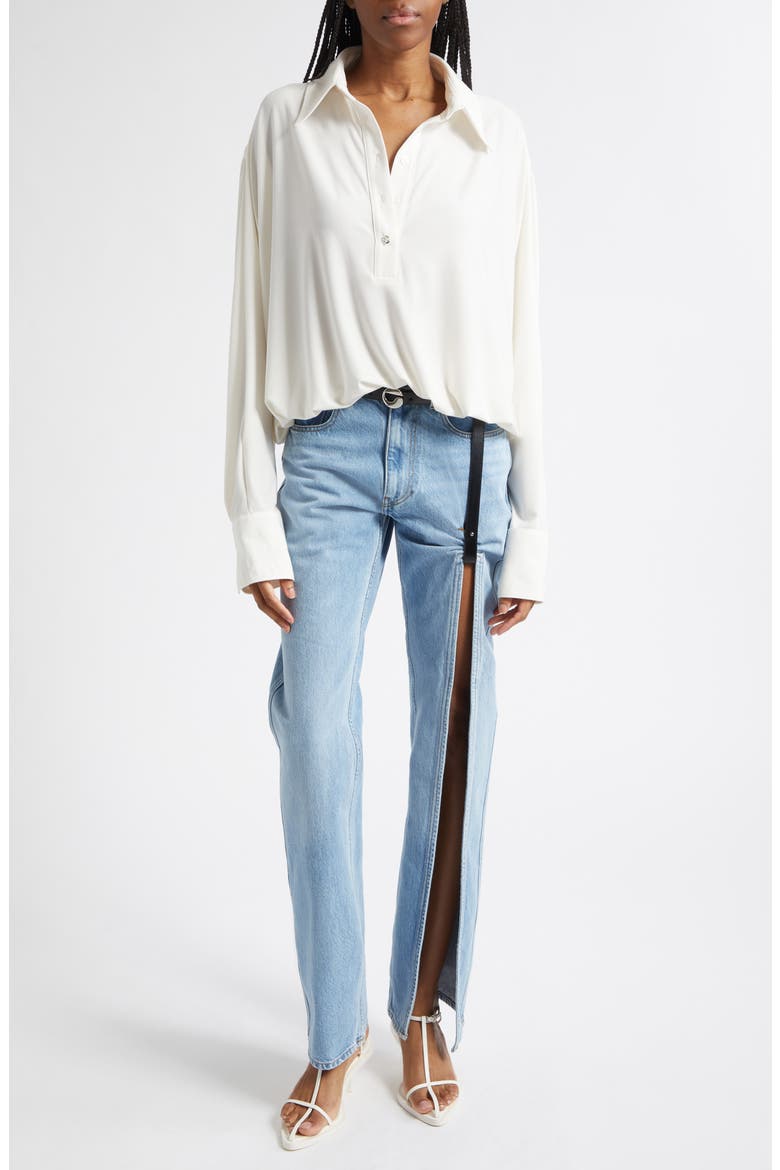 Oversize Draped Bodysuit, Alternate, color, WHITE