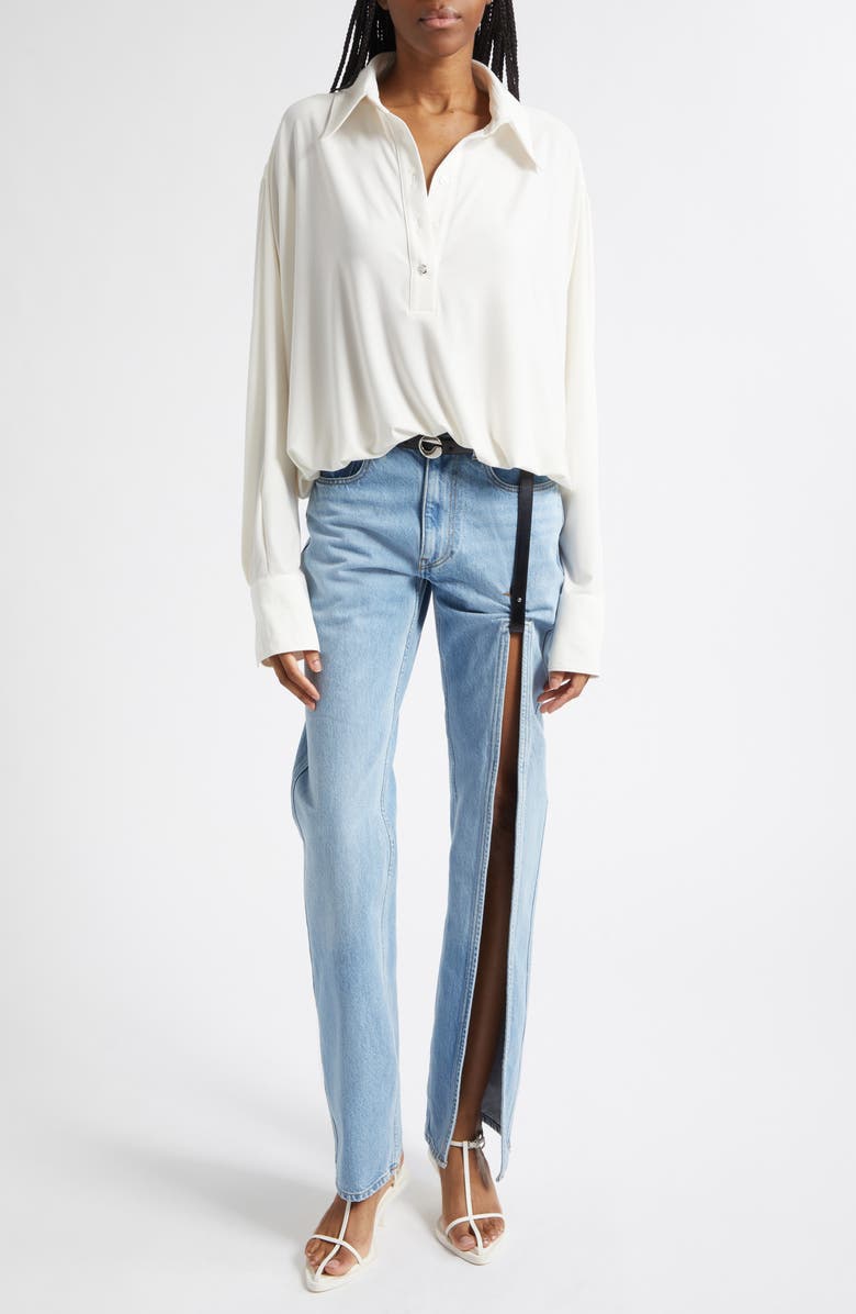 Coperni Oversize Draped Bodysuit, Alternate, color, White