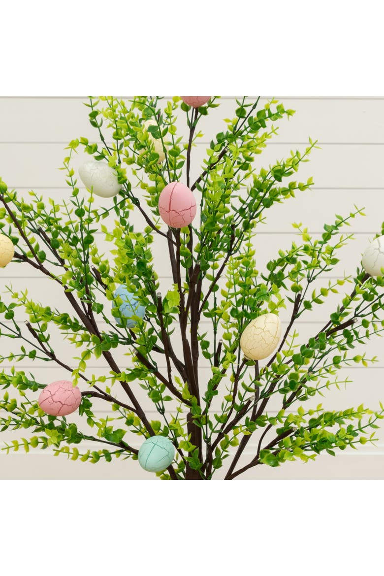 3-ft Pre-Lit Artificial Easter Egg Twig Tree with Greens and 40 Warm White LED Lights, Alternate, color, Green