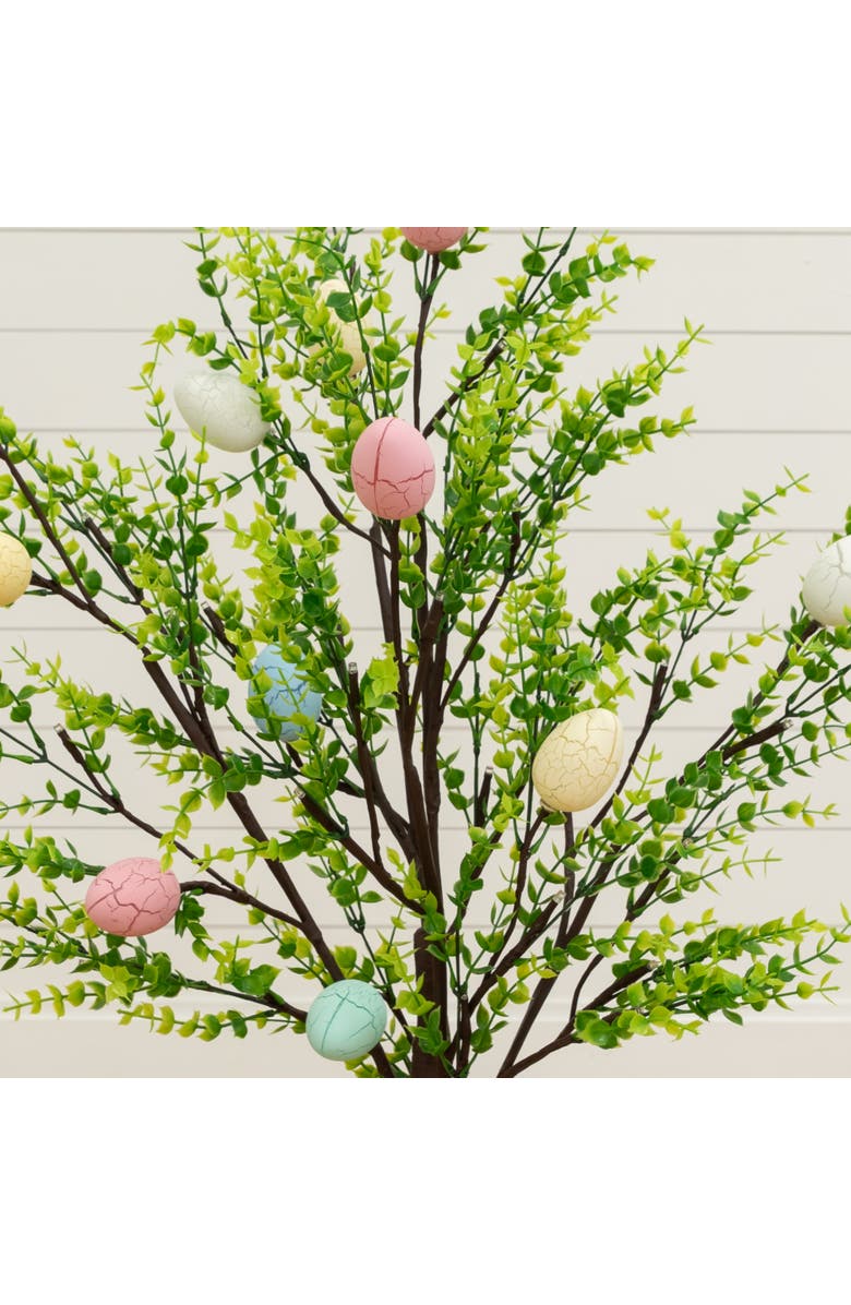 NEARLY NATURAL 3-ft Pre-Lit Artificial Easter Egg Twig Tree with Greens and 40 Warm White LED Lights, Alternate, color, Green