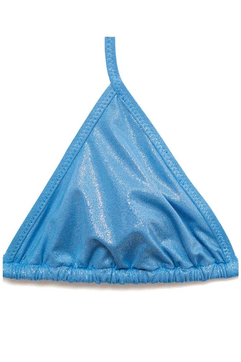 Foil Triangle Bikini Top, Alternate, color, SKY BLUE